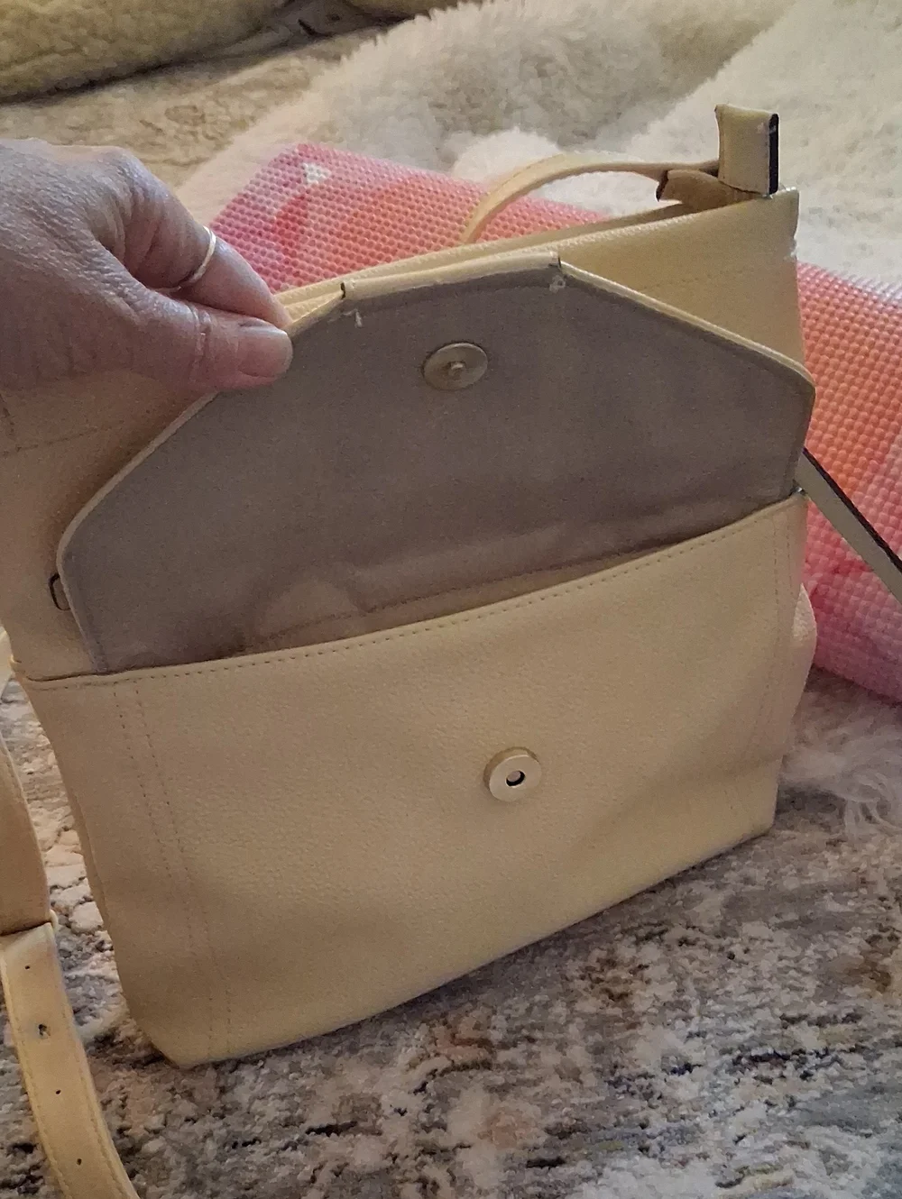 *Rosetti* Cream Crossbody Shoulder Bag with 2 Front Pockets